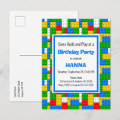 Bouwstenen Speelgoed Thema bouwwerkzaamheden Uitnodiging Briefkaart (Voorkant / Achterkant)