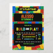 Bouwstenen Uitnodiging Digitale Kinder Partij (Voorkant / Achterkant)