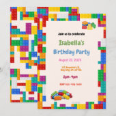 Bouwstenen Uitnodiging voor verjaardagsfeestje (Voorkant / Achterkant)