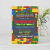 Bouwstenen uitnodiging voor verjaardagsfeestje (Staand voorkant)