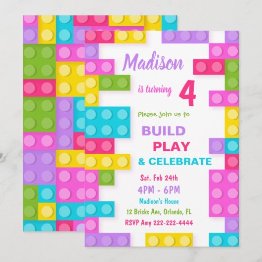 Bouwstenen Uitnodigingen, Blokken Uitnodigingen (Voorkant / Achterkant)