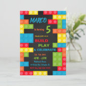 Bouwstenen Uitnodigingen, remblokken Kaart (Staand voorkant)