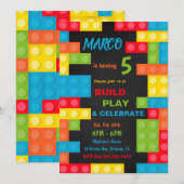 Bouwstenen Uitnodigingen, remblokken Kaart (Voorkant / Achterkant)