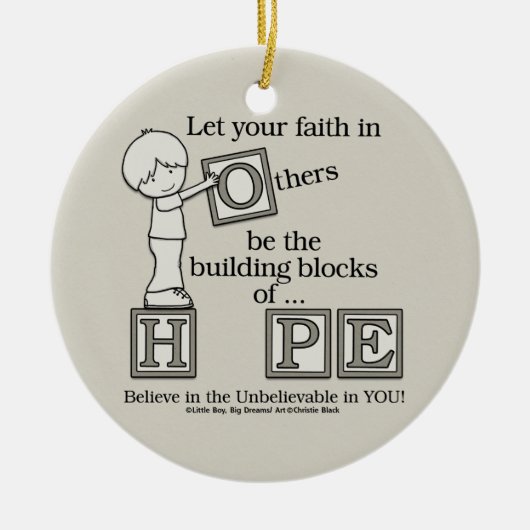 Bouwstenen van HOPE Keramisch Ornament (Voorkant)