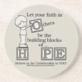 Bouwstenen van HOPE Zandsteen Onderzetter (Voorkant)