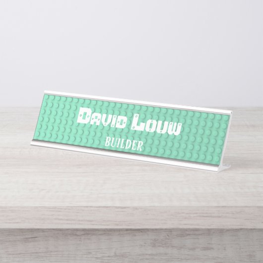 Bouwstenen van Turquoise Bureau Naambordje (Voorkant)