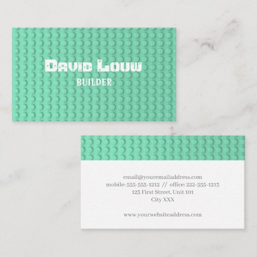 Bouwstenen van Turquoise Visitekaartje (Voorkant / Achterkant)