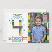 Bouwstenen Verjaardag bakstenen 4 jaar Uitnodiging (Voorkant)