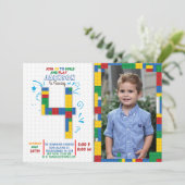 Bouwstenen Verjaardag bakstenen 4 jaar Uitnodiging (Staand voorkant)