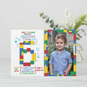 Bouwstenen Verjaardag bakstenen 6 jaar Uitnodiging (Staand voorkant)