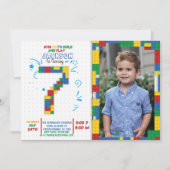 Bouwstenen Verjaardag bakstenen 7 jaar Uitnodiging (Voorkant)