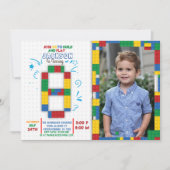 Bouwstenen Verjaardag Bricks 8 jaar Uitnodiging (Voorkant)