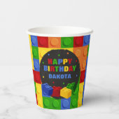 Bouwstenen Verjaardag Jongen Bricks Papieren beker (Achterkant)