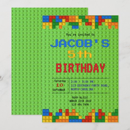 Bouwstenen Verjaardag Kaart (Voorkant / Achterkant)