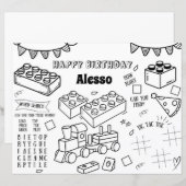 Bouwstenen Verjaardag Kleurplaat Party Favor (Voorkant / Achterkant)