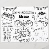 Bouwstenen Verjaardag Kleurplaat Party Favor (Voorkant)