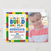 Bouwstenen Verjaardag Uitnodiging Bricks Party (Voorkant)