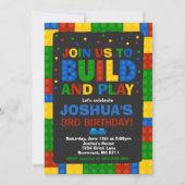Bouwstenen Verjaardag Uitnodiging Bricks Party (Voorkant)