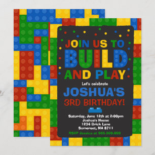 Bouwstenen Verjaardag Uitnodiging Bricks Party