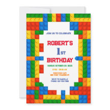 Bouwstenen Verjaardag Uitnodiging, gebouw