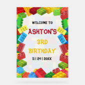 Bouwstenen Verjaardag Uitnodiging, jongens Verjaar Acryl Bord (Voorkant)