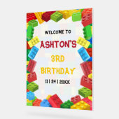 Bouwstenen Verjaardag Uitnodiging, jongens Verjaar Acryl Bord (Hoek)