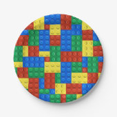 Bouwstenen Verjaardag Uitnodiging, jongens Verjaar Papieren Bordje (Voorkant)