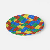 Bouwstenen Verjaardag Uitnodiging, jongens Verjaar Papieren Bordje (Gekanteld)