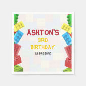 Bouwstenen Verjaardag Uitnodiging, jongens Verjaar Servet (Voorkant)