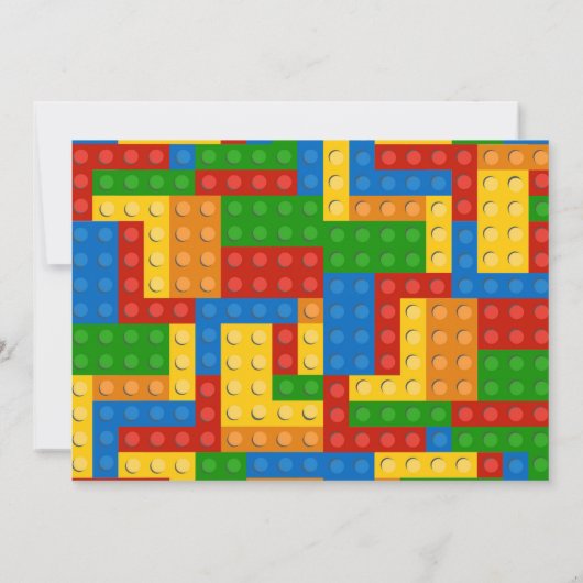 Bouwstenen verjaardagsfeest foto uitnodiging (Achterkant)