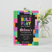 Bouwstenen Verjaardagsfeestje Meisjes Kaart (Staand voorkant)