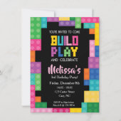 Bouwstenen Verjaardagsfeestje Meisjes Kaart (Voorkant)