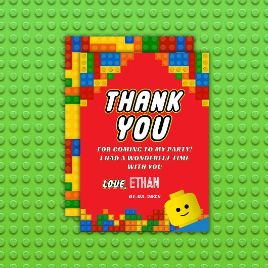 Bouwstenen Verjaardagsplezier Kleurrijke Kinderen Bedankkaart