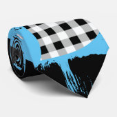 bouwstenen.Zwart en Wit.w.01x4 L Blauw BG Stropdas (Opgerold)