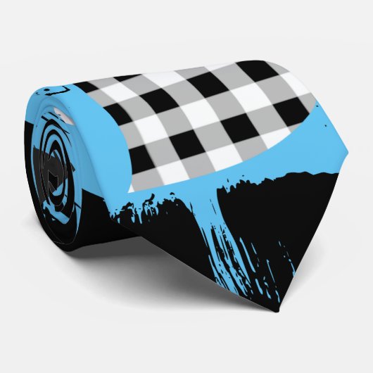 bouwstenen.Zwart en Wit.w.01x4 L Blauw BG Stropdas (Opgerold)