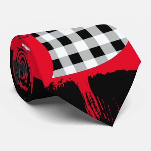 bouwstenen.Zwart en Wit.w.01x4 Rood BG Stropdas (Opgerold)