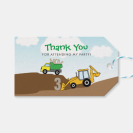 Bouwstortplaats Truck Boy's Verjaardagsfeestje Cadeaulabel