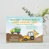 Bouwstortplaats Truck Boy's Verjaardagsfeestje Kaart (Staand voorkant)