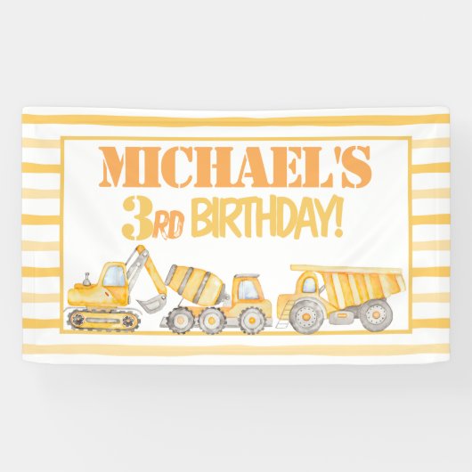 Bouwstortplaats Truck Party Achtergrond Spandoek (Horizontaal)