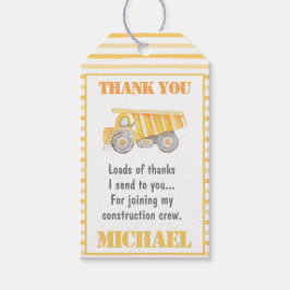 Bouwstortplaats Truck Party Label Cadeaulabel