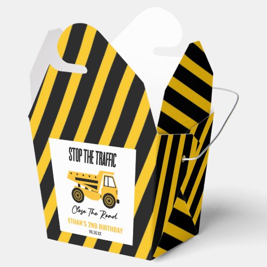 Bouwstortplaats Vrachtwagen Bulldozer Verjaardagsf Bedankdoosjes (Geopend)