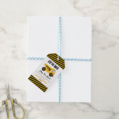 Bouwstortplaats Vrachtwagen Bulldozer Verjaardagsf Cadeaulabel (Met Touw)