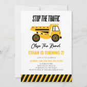 Bouwstortplaats Vrachtwagen Bulldozer Verjaardagsf Kaart (Voorkant)