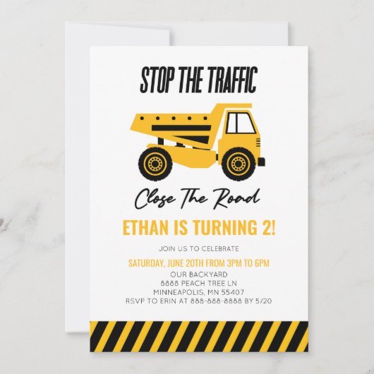 Bouwstortplaats Vrachtwagen Bulldozer Verjaardagsf Kaart (Voorkant)