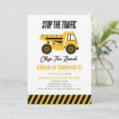 Bouwstortplaats Vrachtwagen Bulldozer Verjaardagsf Kaart (Staand voorkant)