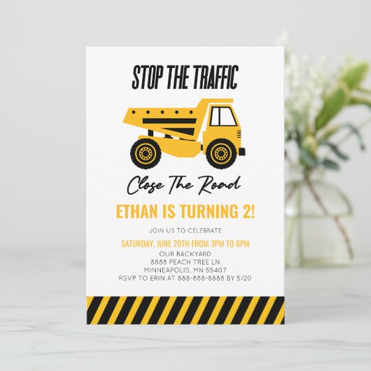 Bouwstortplaats Vrachtwagen Bulldozer Verjaardagsf Kaart (Staand voorkant)