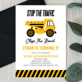 Bouwstortplaats Vrachtwagen Bulldozer Verjaardagsf Kaart