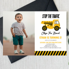 Bouwstortplaats Vrachtwagen Bulldozer Verjaardagsf Kaart