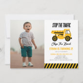 Bouwstortplaats Vrachtwagen Bulldozer Verjaardagsf Kaart (Voorkant)