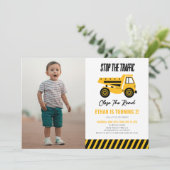 Bouwstortplaats Vrachtwagen Bulldozer Verjaardagsf Kaart (Staand voorkant)